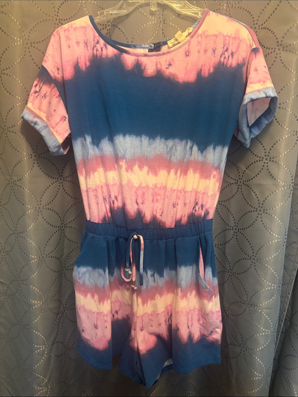 BeBop Pink and Blue Tie-Dye Short Romper